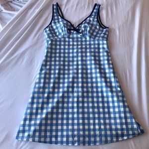 CIDER checkered sweetheart mini dress